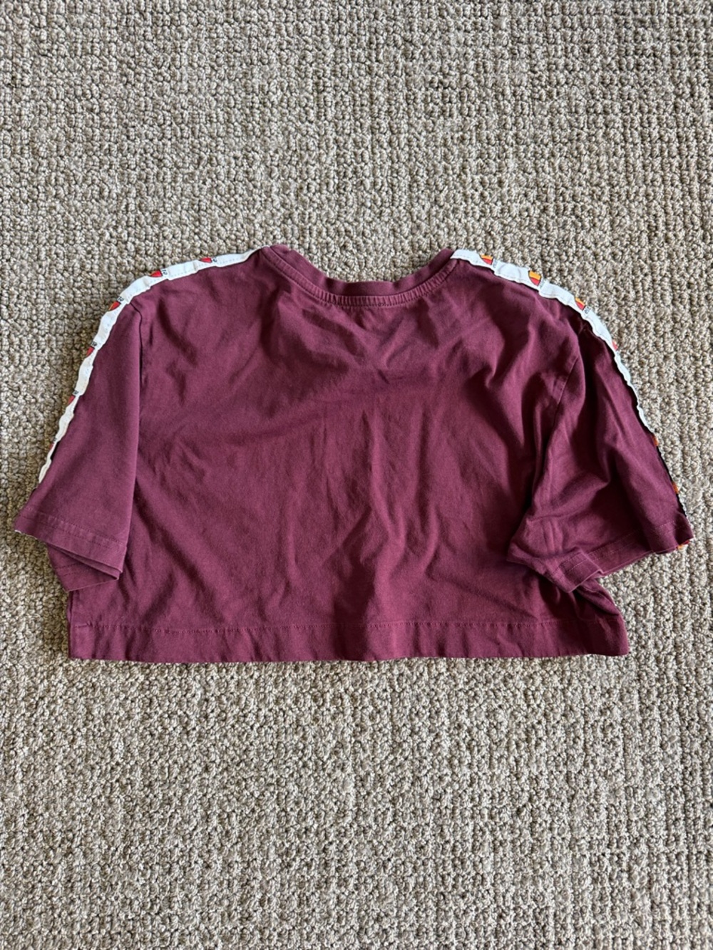 Ellesse Burgundy retro Crop top Logo Tee with Contrast Tape - Picture 5 of 5